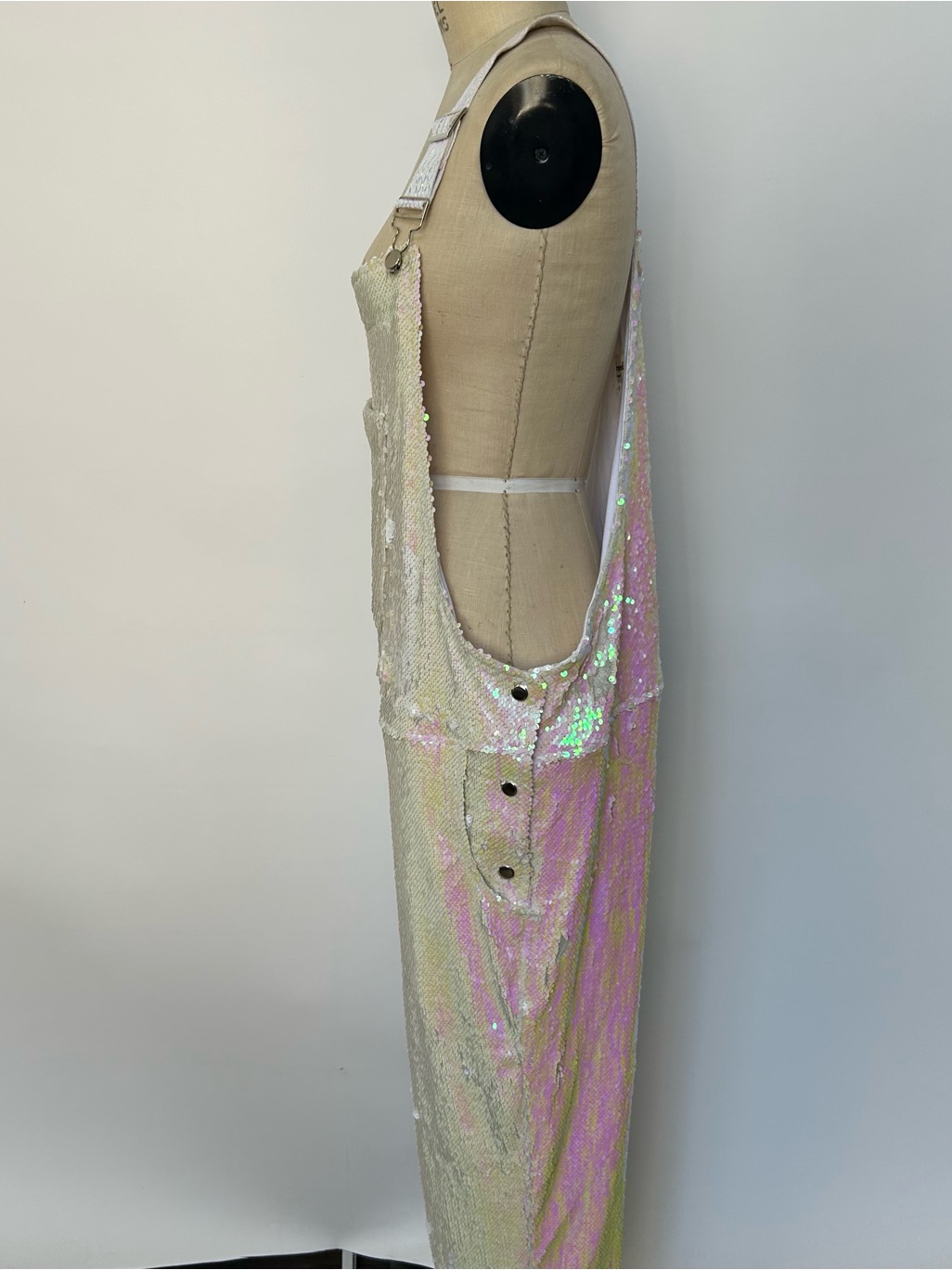 Iridescent Sequin Overall Jumpsuit - Pink — image 6 of 7
